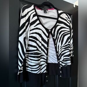 White House Black Market Zebra Print Cardigan